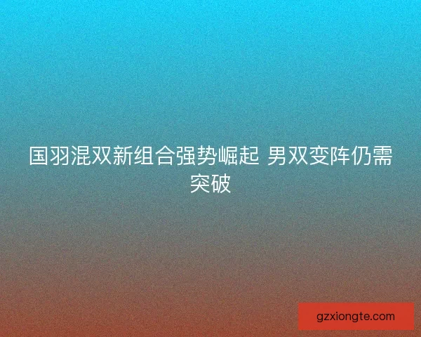 国羽混双新组合强势崛起 男双变阵仍需突破