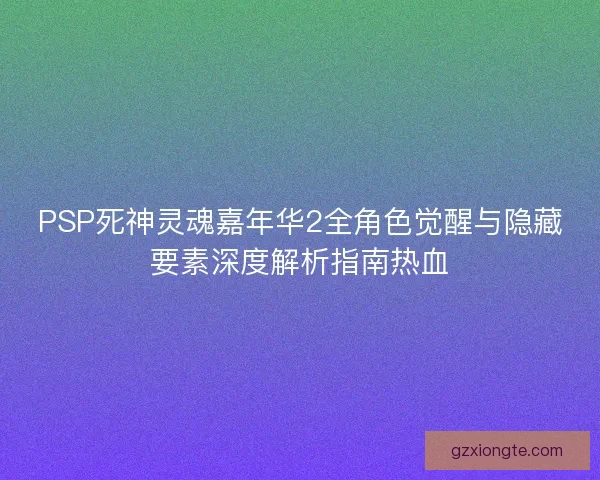 PSP死神灵魂嘉年华2全角色觉醒与隐藏要素深度解析指南热血