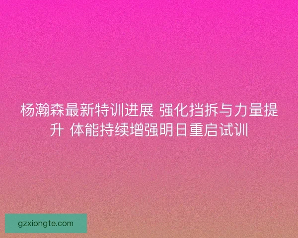 杨瀚森最新特训进展 强化挡拆与力量提升 体能持续增强明日重启试训 杨瀚森最新特训进展 强化挡拆与力量提升 体能持续增强明日重启试训